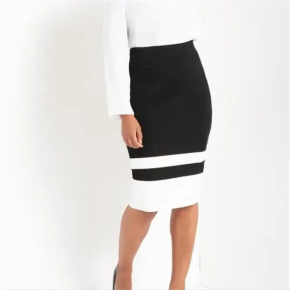 Eloqii Colorblock Column Skirt Burgundy and Pink Career midi Plus Size 20‎ New! - Picture 9 of 11